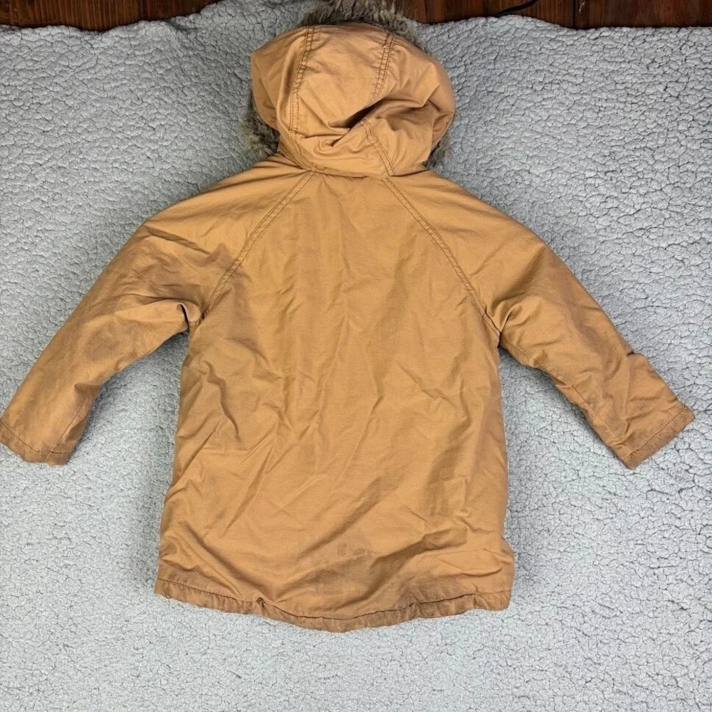 Old Navy Parka Coat‎ 4T Fur Trim Toddler Jacket * BEATER DISTRESSED STAINS READ